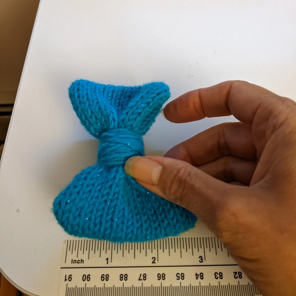 New Machine Knit Sparkly Turquoise Hair Bow on Hairclip, for teen or adult